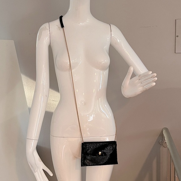 SORIAL New York Black Glossed Pebbled Leather Mini Crossbody Bag - Picture 2 of 8